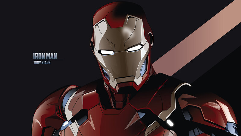 Iron Man Suit — Red, Dramatic, Digital Art, Text