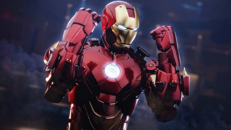 Iron Man Suit — Red, Dramatic, Night, 3d Render, Armor
