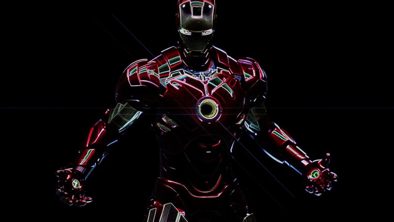Iron Man Suit — Red, Dramatic, Night, Digital Art, Arc Reactor