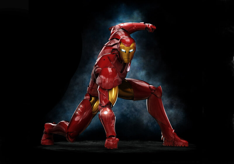 Iron Man Suit — Red, Dramatic, Night, Digital Art, Armor, Light