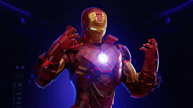 Iron Man Suit — Red, Dramatic, Night, Digital Art, Chest Reactor