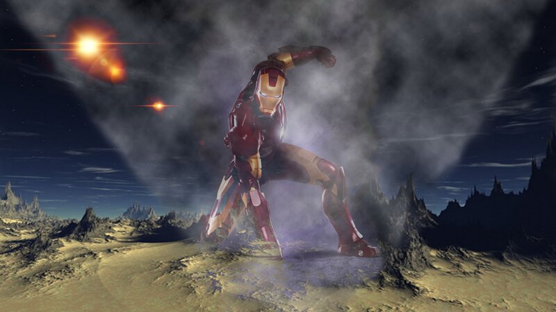 Iron Man Suit — Red, Dramatic, Night, Digital Art, Space
