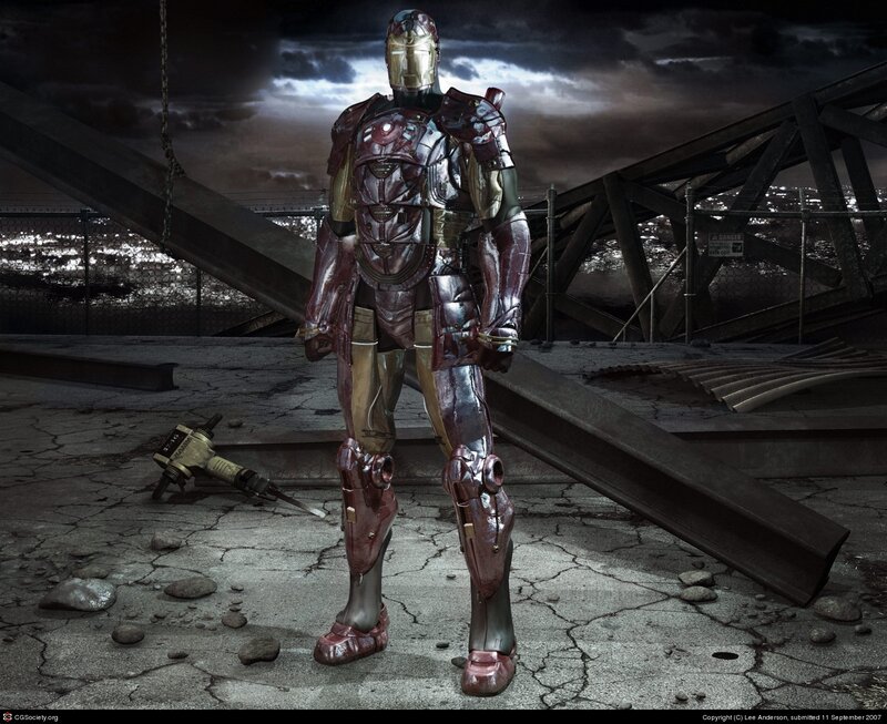 Iron Man Suit — Red, Dramatic, Night