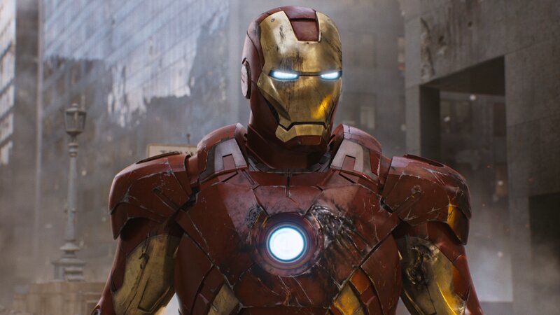 Iron Man Suit — Red, Dramatic, Photograph, City