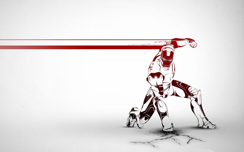 Iron Man Suit — White, Dramatic, Minimalist Illustration
