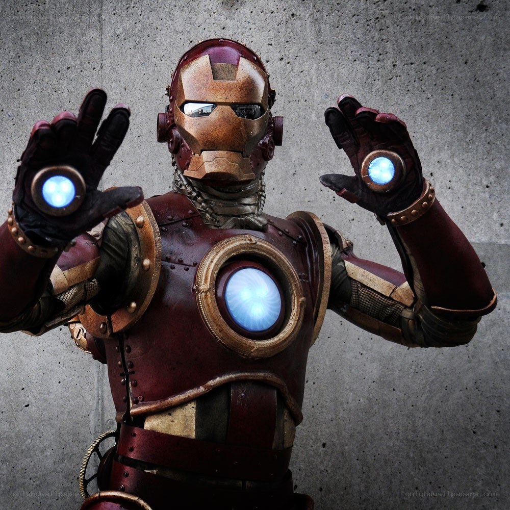 Iron Man suit with glowing lights