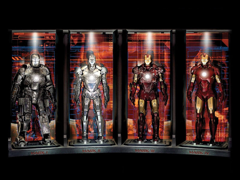Iron Man Suits in Display Cases