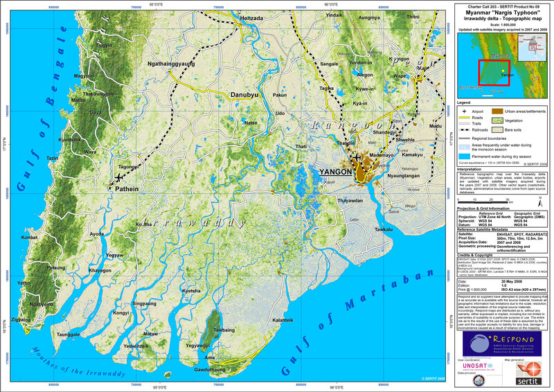 Irrawaddy Delta Topographic Map