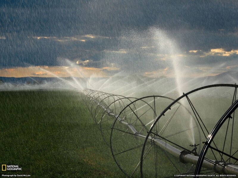 Irrigation system watering field
