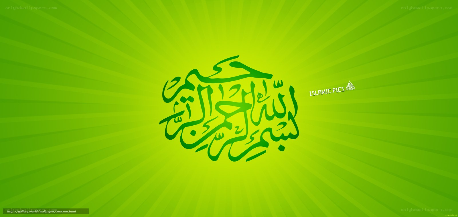Islamic calligraphy on green background
