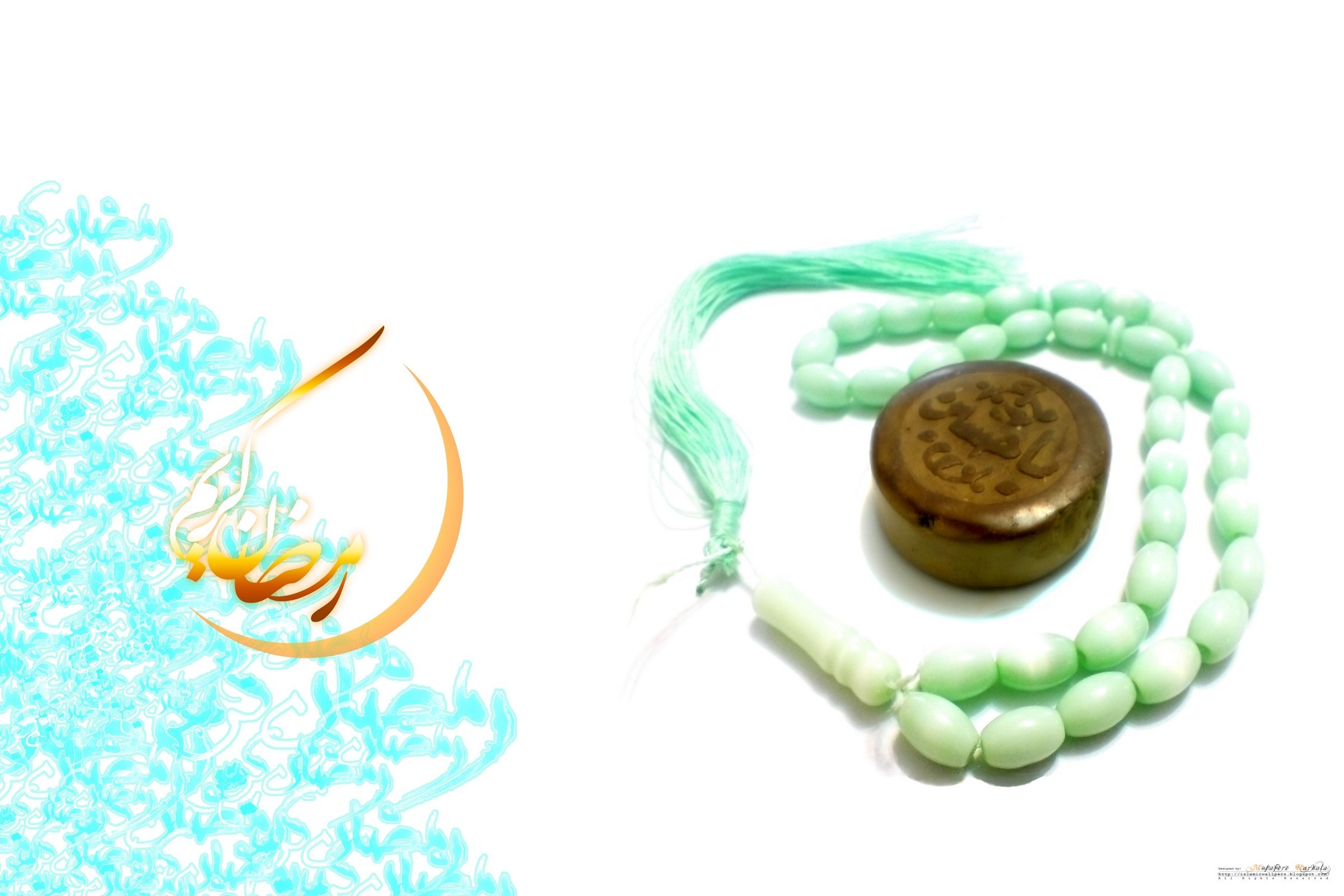 Islamic prayer beads with calligraphy