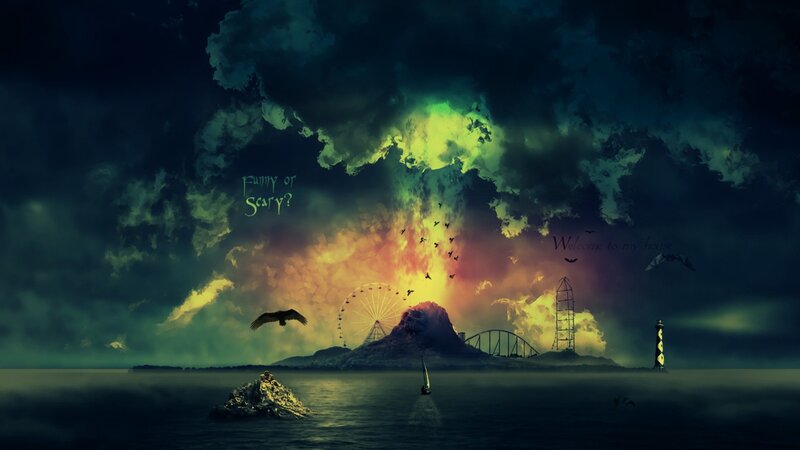 Island Amusement Park — Dark Blue, Dramatic