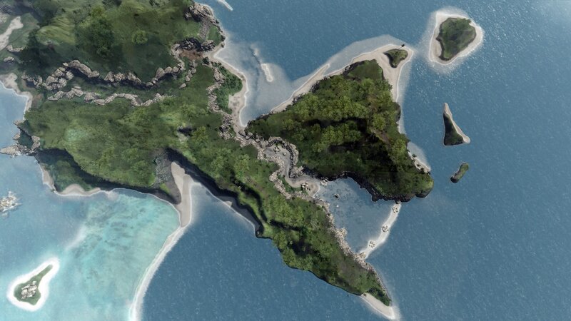 island archipelago from above