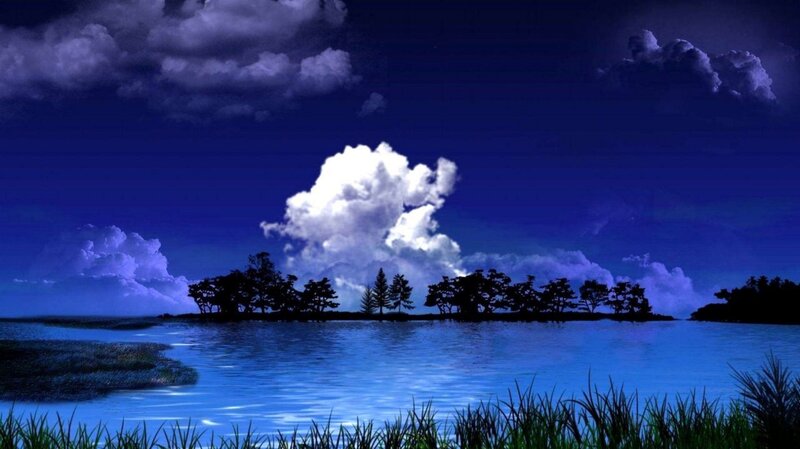 Island at Night — Blue