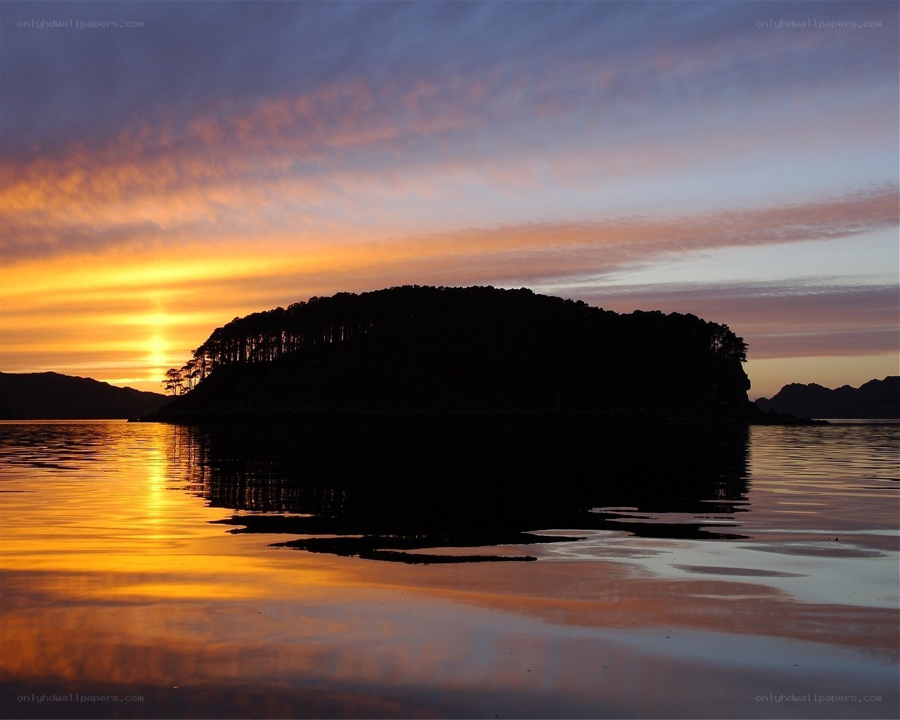 Island at sunset