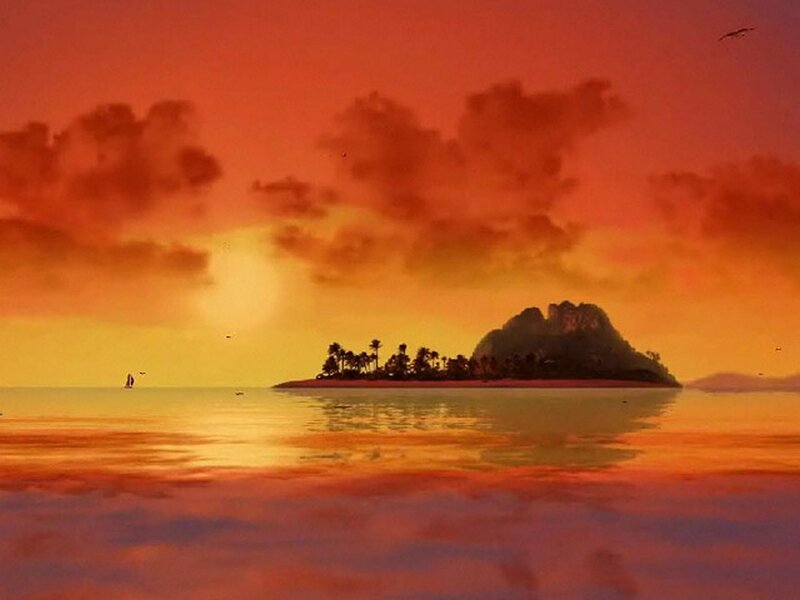 Island at sunset