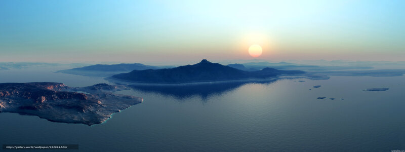 Island at Sunset — Blue, Serene, 3d Render