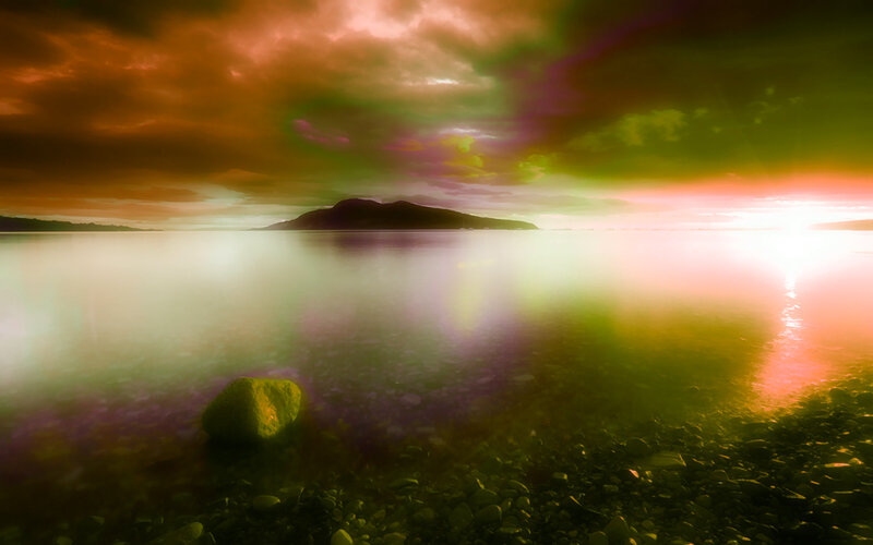 Island at Sunset — Green