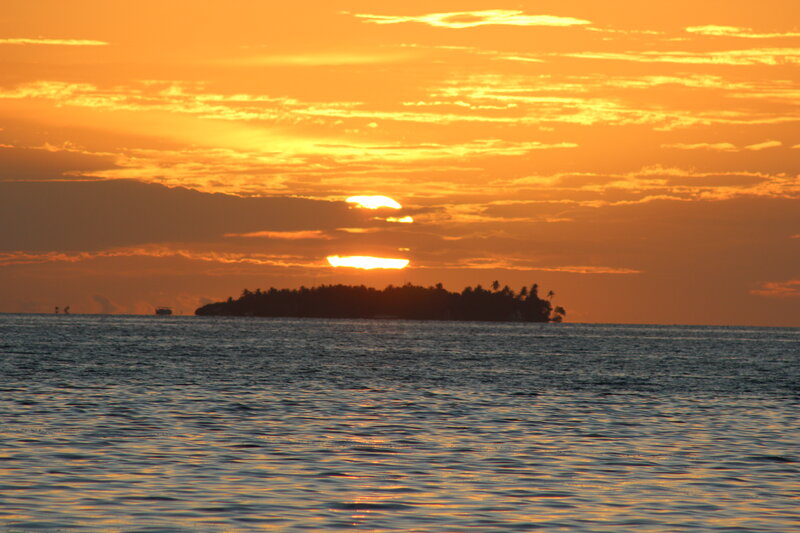 Island at Sunset — Orange, Serene, Photograph, Sun