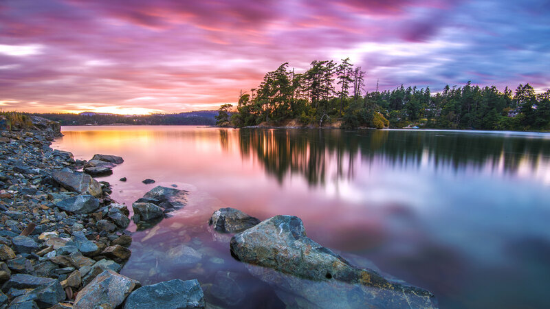 Island at Sunset — Pink