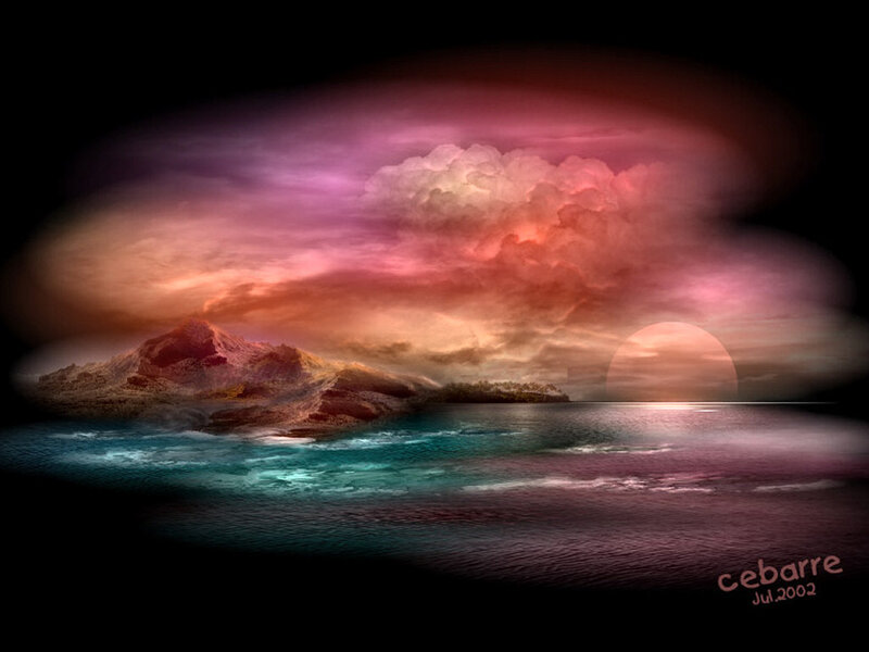 Island at Sunset — Purple, Dramatic