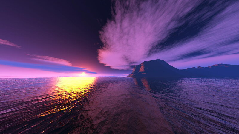 Island at Sunset — Purple