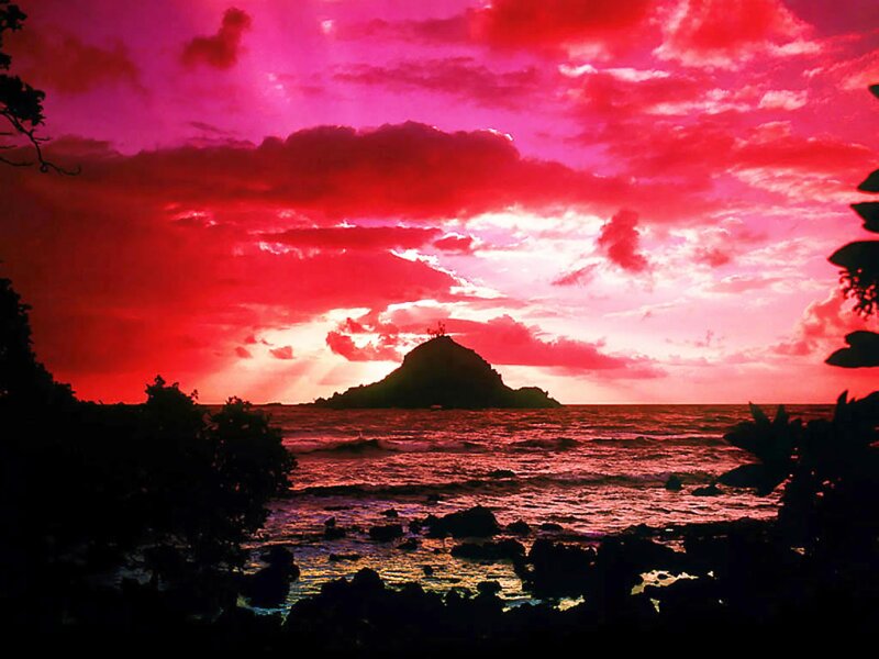 Island at Sunset — Red