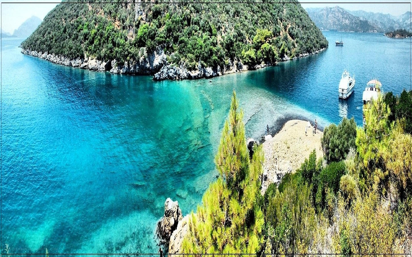 Island bay with clear water