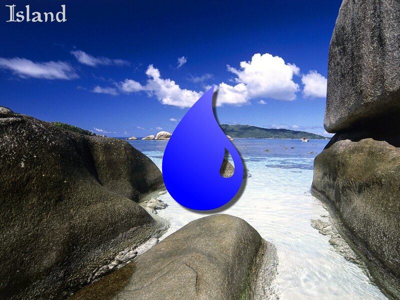 Island beach with water droplet