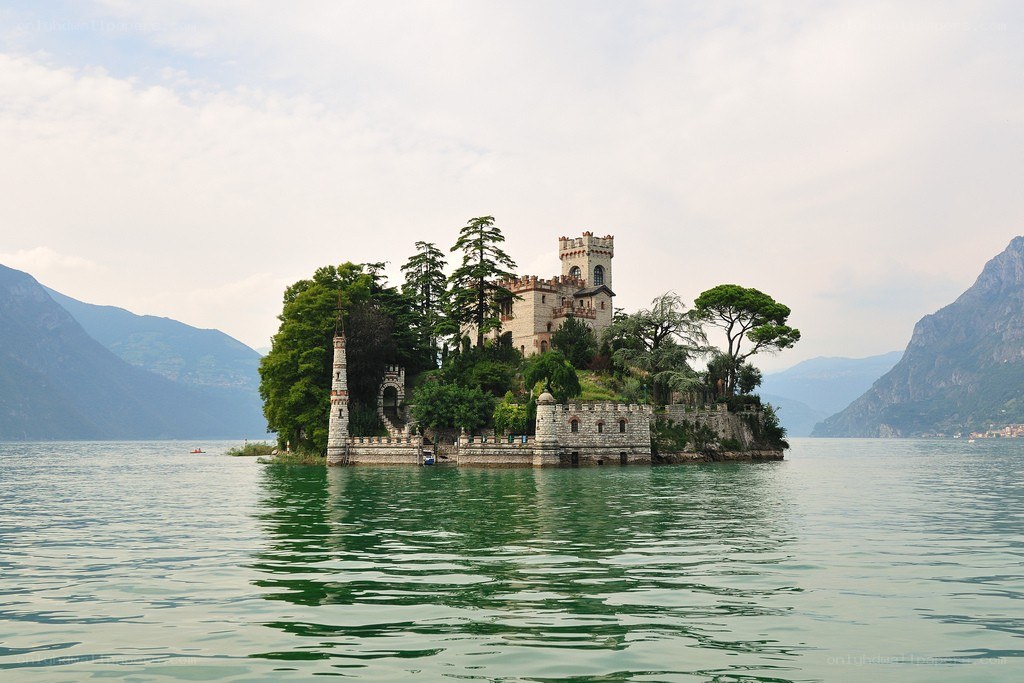 Island castle on a lake