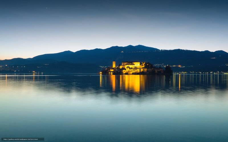 Island church at dusk