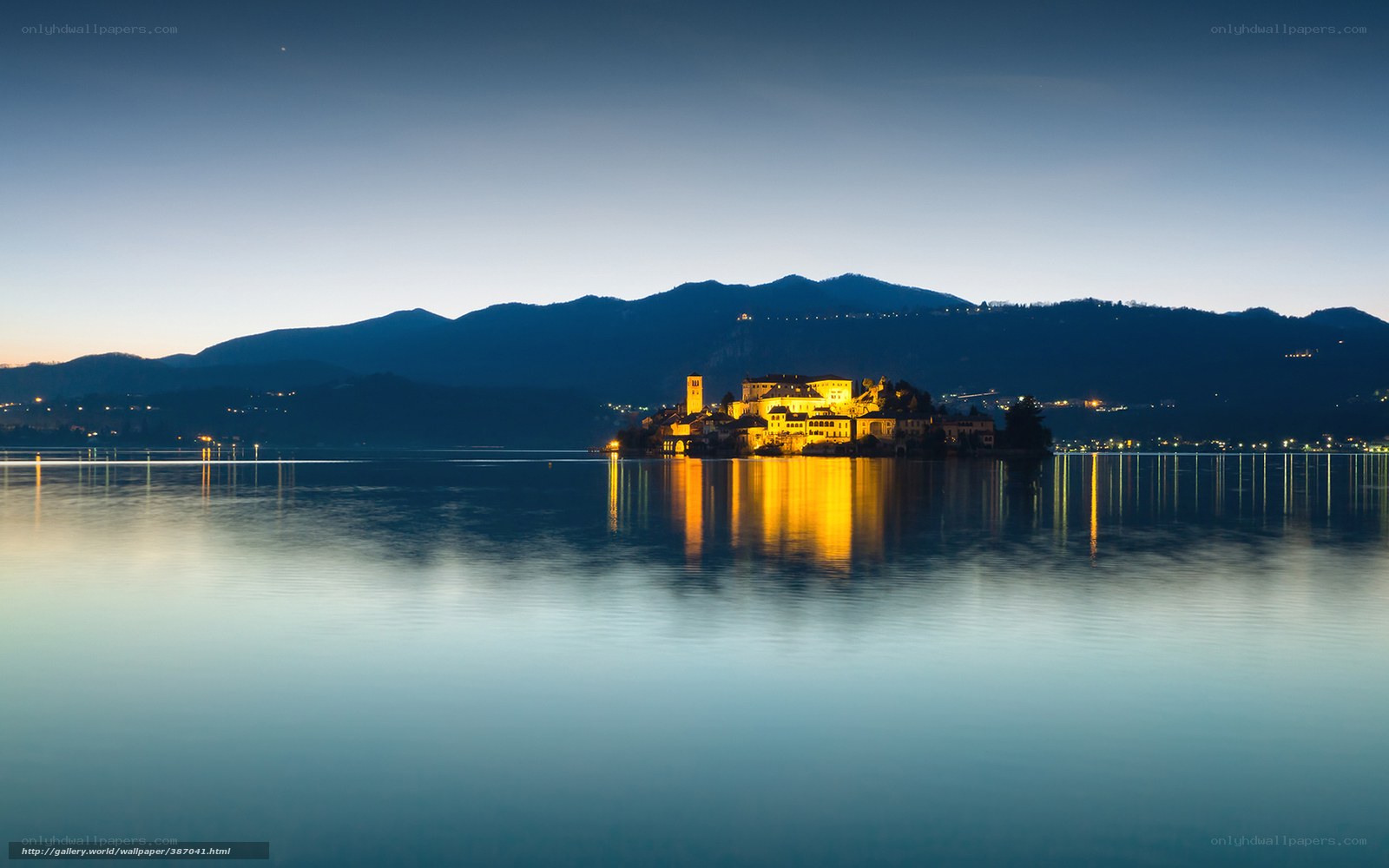 Island church at dusk