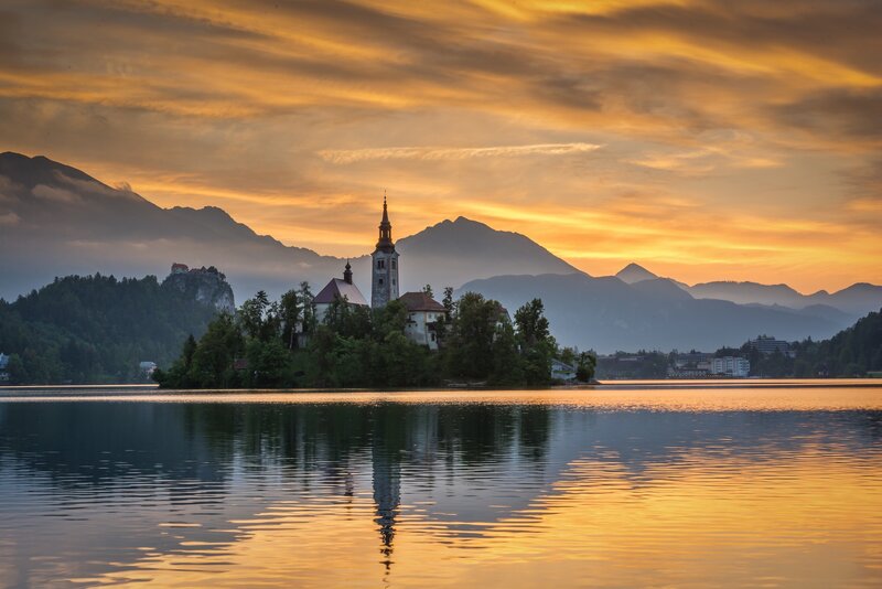 Island Church at Sunset