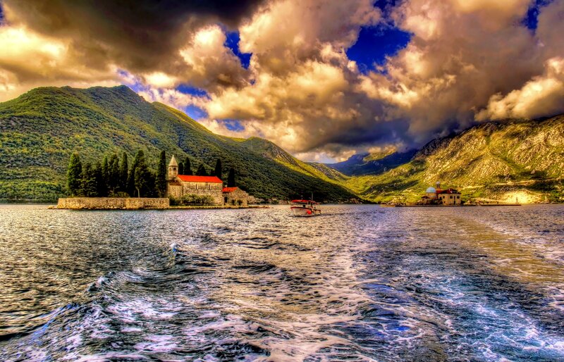 Island Church in Bay — Blue
