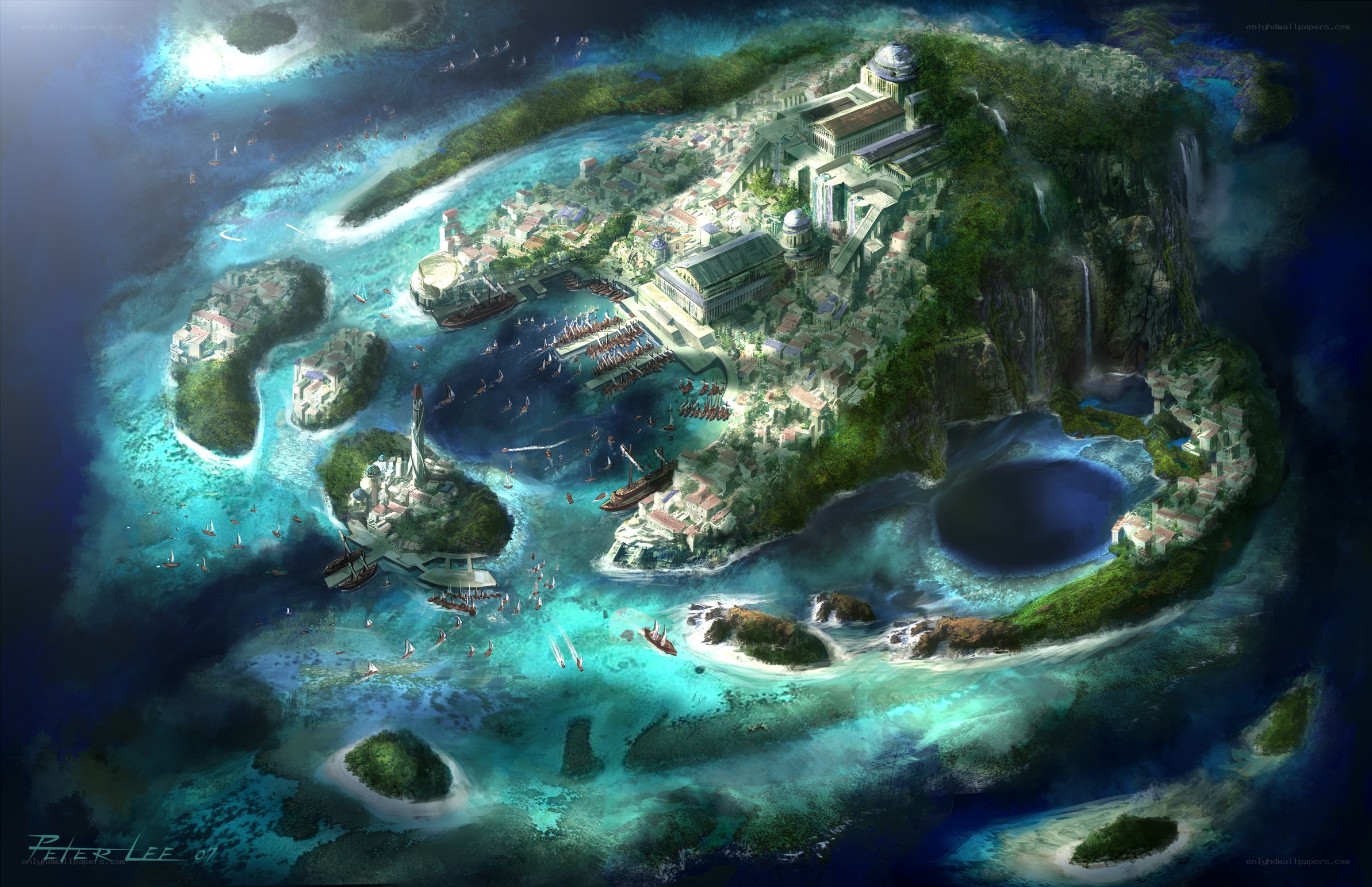 Island city concept art