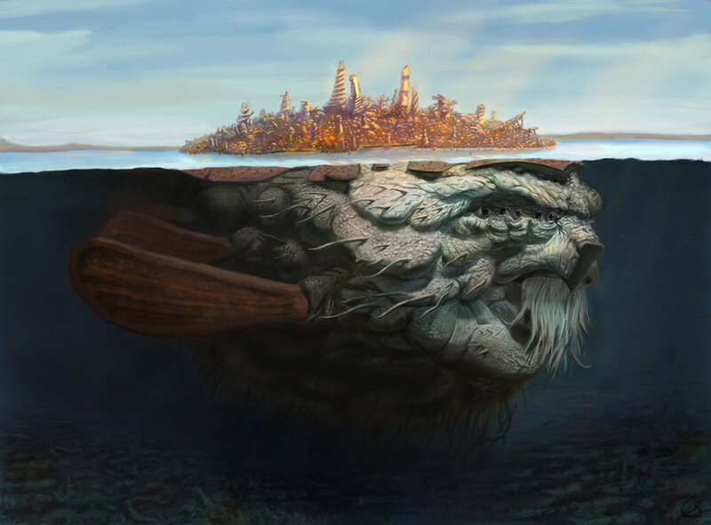 Island city on a giant sea creature