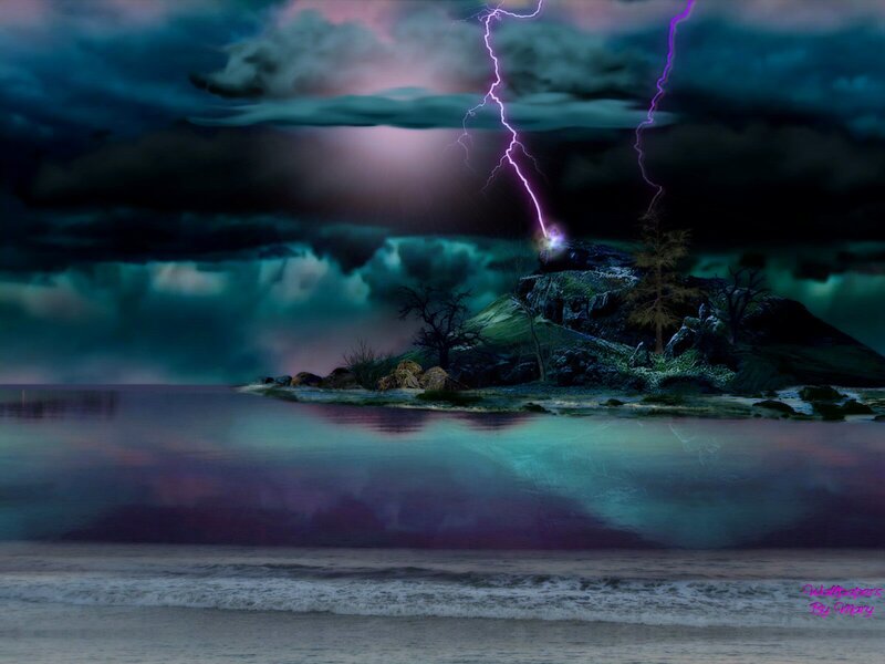 Island During Storm — Purple