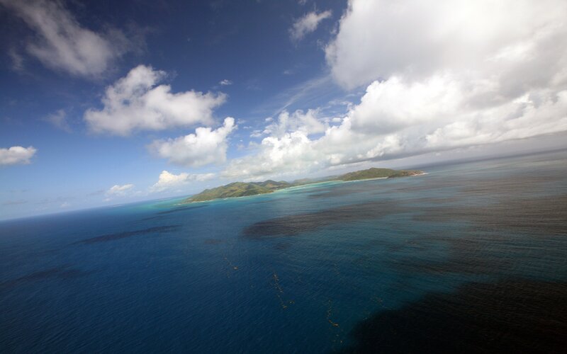 Island from Aerial View — Blue, Serene