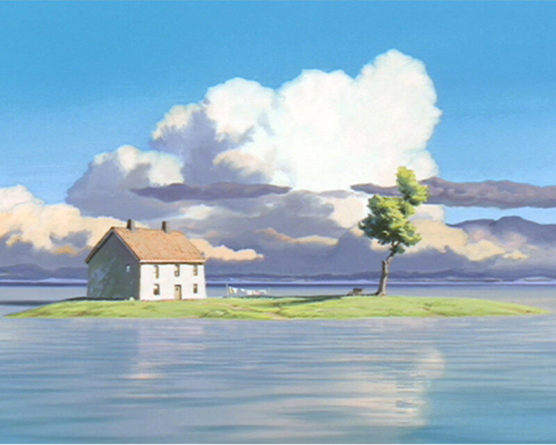 Island house with tree