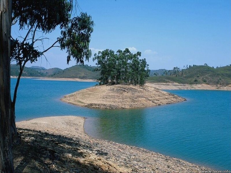 Island in a blue lake