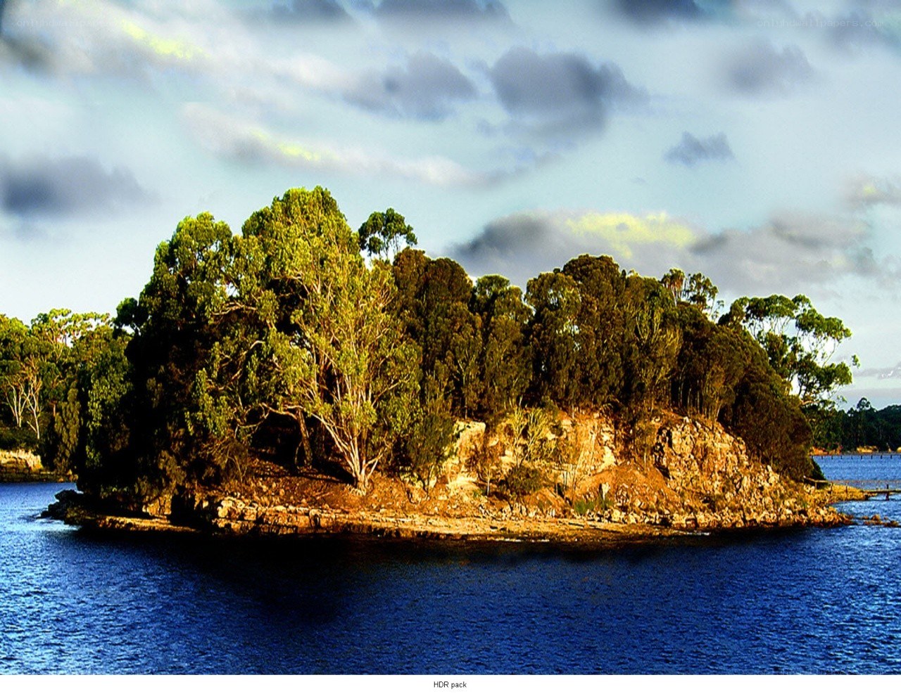 Island in a blue lake