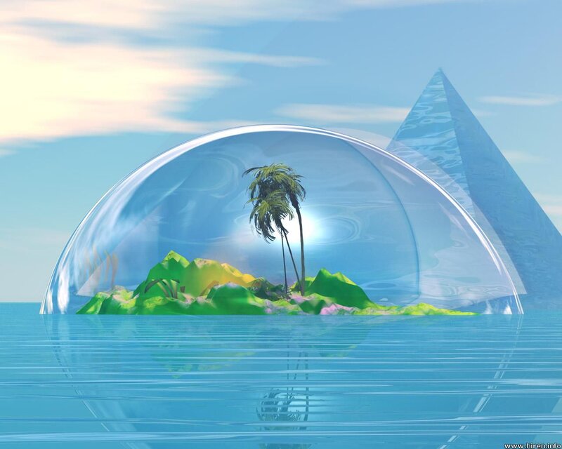 Island in a Bubble — Blue, Serene