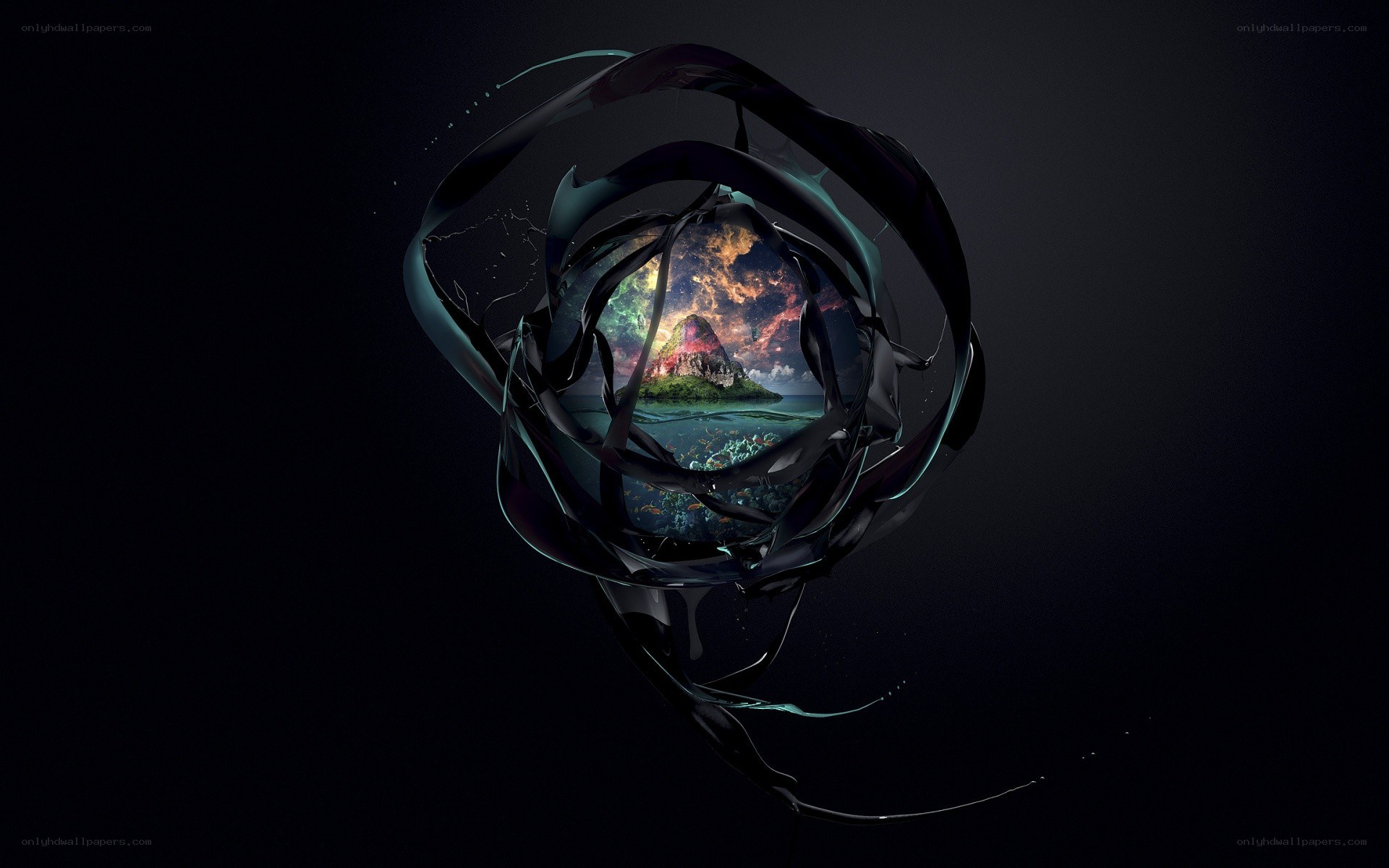 island in a swirling vortex