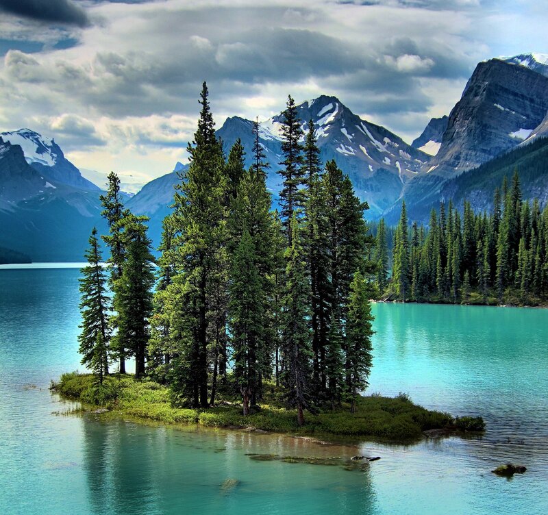 Island in a turquoise lake