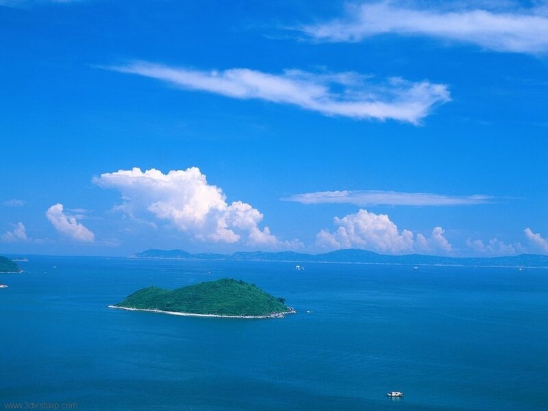 Island in blue sea