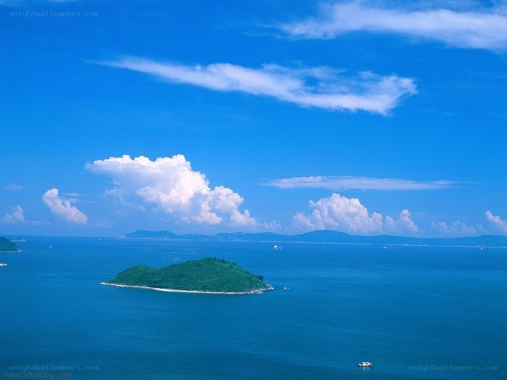 Island in blue sea