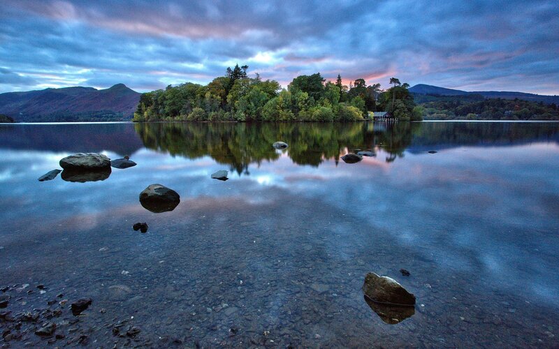 Island in Calm Lake