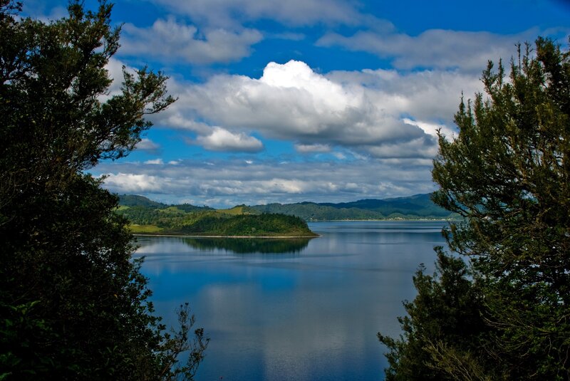Island in Calm Water — Blue, Serene