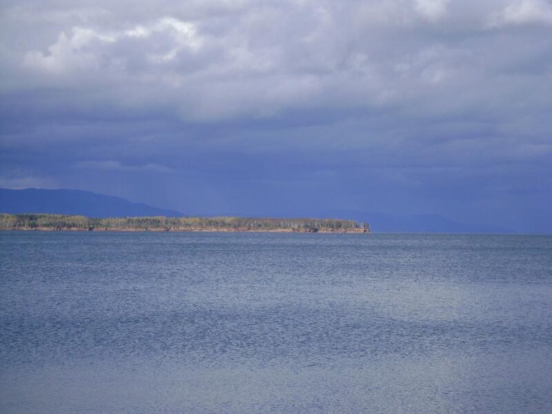 Island in Lake — Blue, Dramatic