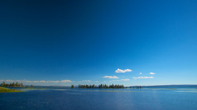 Island in Lake — Blue, Serene, Afternoon, Photograph, Trees
